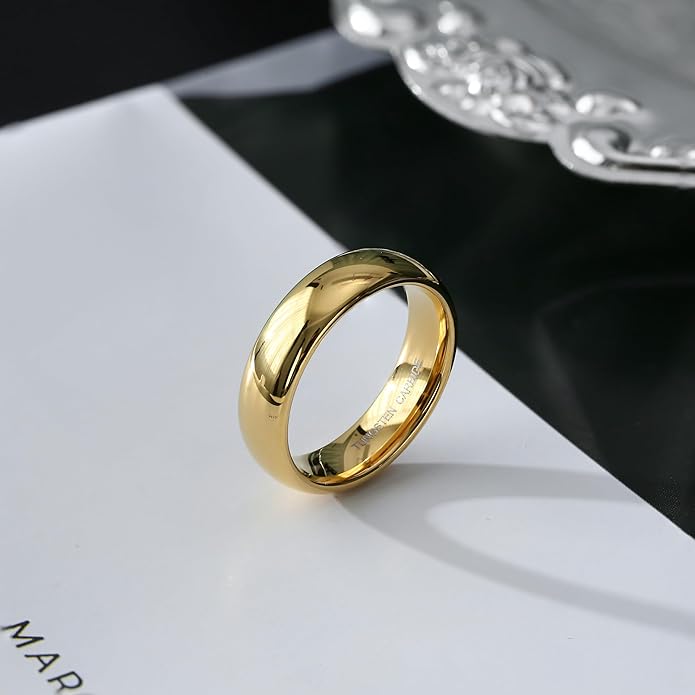 Jstyle 2mm 4mm 6mm 8mm Tungsten Rings for Men Women Hypoallergenic Wedding Band Rings Gold/Silver Domed High Polish Comfort Fit Size 6-12 Not Tarnished