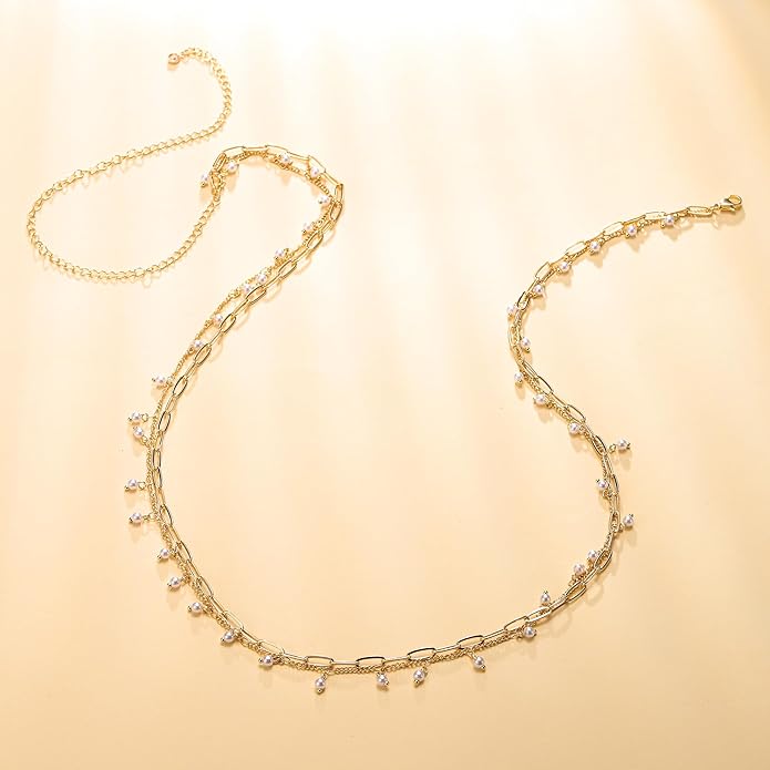 Turandoss 1-3PCS 18K Gold Plated Waist Chains for Women - Gold Layered Belly Body Chain for The Waist Adjustable Multilayer Sexy Bikini Waist Chain for Women Dainty Beach Waist Jewelry for Women