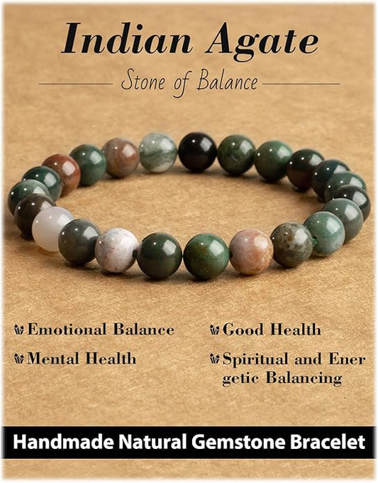 Handmade Natural Stone Beaded Stretch Bracelets,Healing Crystals Protection Bracelet,Spiritual Jewelry Gifts for Women & Men,Replacement Beads Included