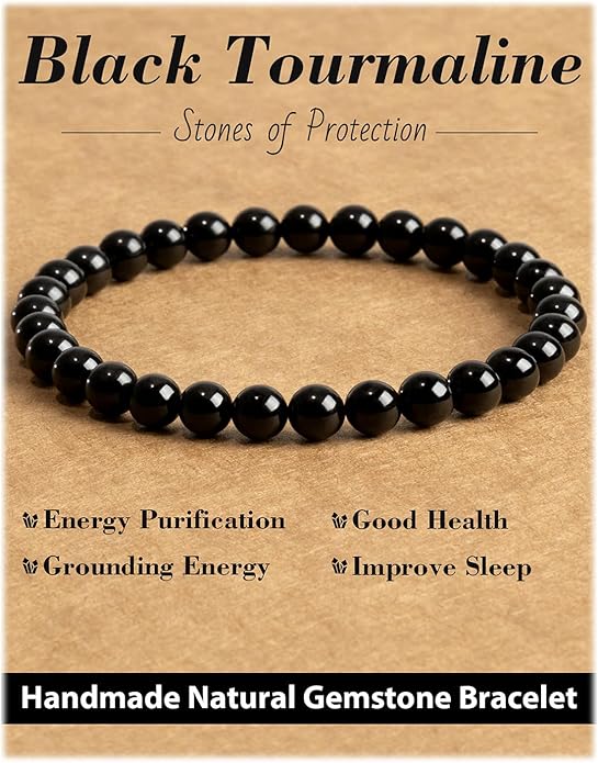 Handmade Natural Stone Beaded Stretch Bracelets,Healing Crystals Protection Bracelet,Spiritual Jewelry Gifts for Women & Men,Replacement Beads Included
