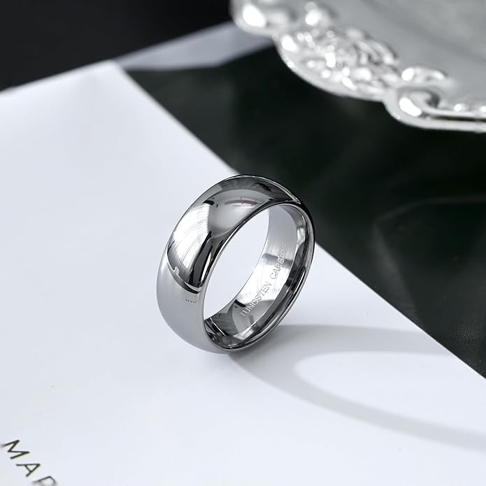 Jstyle 2mm 4mm 6mm 8mm Tungsten Rings for Men Women Hypoallergenic Wedding Band Rings Gold/Silver Domed High Polish Comfort Fit Size 6-12 Not Tarnished