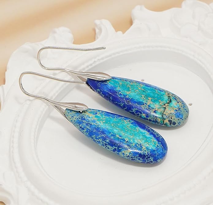 Natural Stone Earrings Waterdrop Stone Dangle Earrings for Women