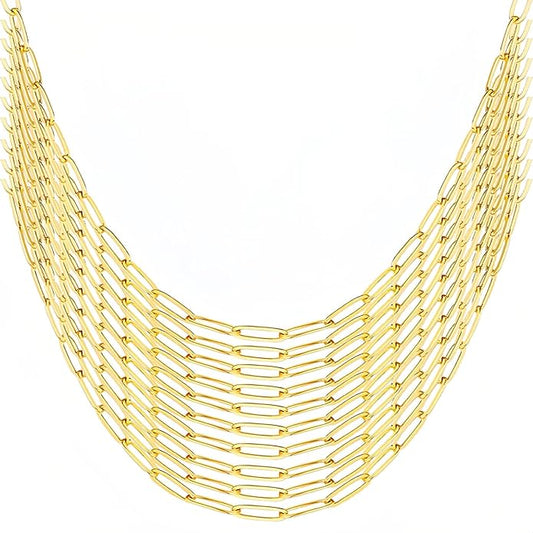 Gold Paperclip Chain Necklace for Women 10pcs 18inch 3X9mm Gold Chains for jewelry Making Stainless Steel Filled 18K Gold Plated Chains Bulk Adjustable Link Chains