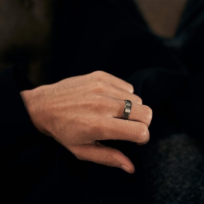 Greenpod 4MM 6MM 8MM Tungsten Carbide Engagement Ring Brushed Beveled Edge Polished Silver Wedding Band for Men Women Engraved I Love You Always & Forever Size 4-15