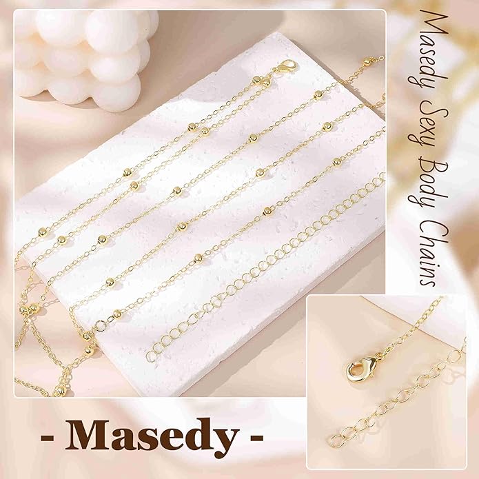 14K Gold Sexy Body Chains for Women Necklace Layered Bikini Bra Chain Crossover Belly Chain Rhinestone Summer Chest Chain Beach Prom Nightclub Body Chain Jewelry