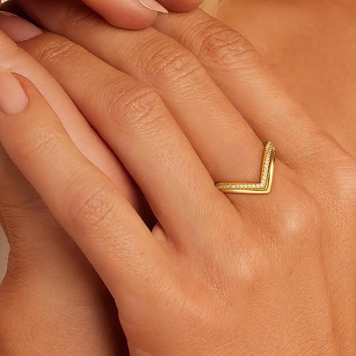 Stackable Gold Rings for Women Non Tarnish,Dainty 14k Gold Plated Stackable Rings Trendy Cubic Zirconia Thumb Ring Set Jewelry for Women