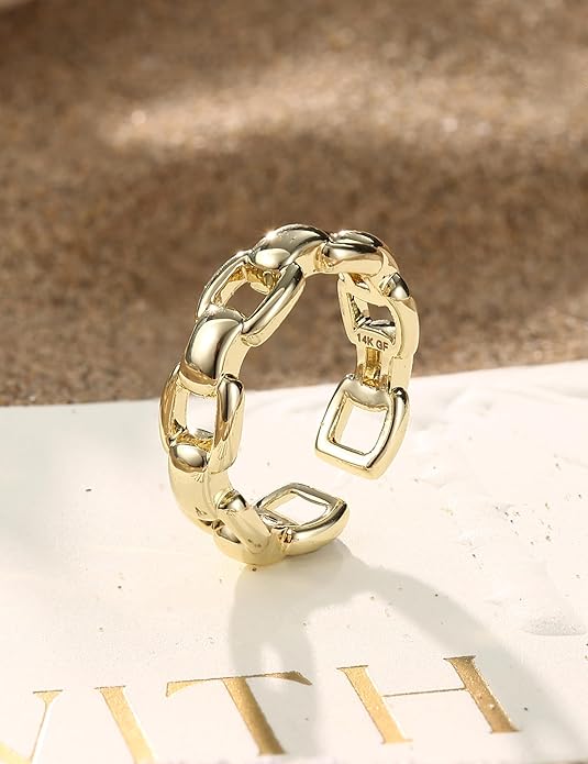 FIASASO 14K Gold Filled Toe Rings for Women Non Tarnish 14K Gold Filled Toe Ring Adjustable Band Opal Dainty Toe Ring Summer Beach Open Toe Rings Foot Jewelry