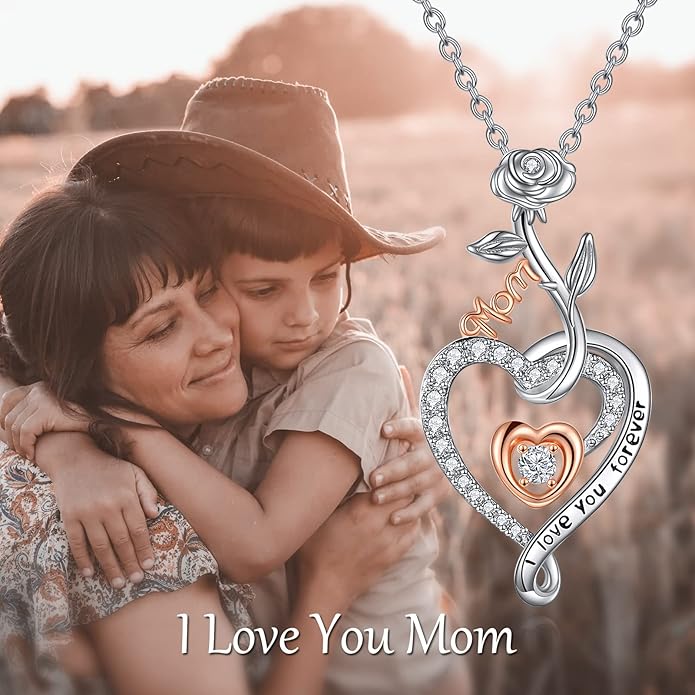 POPKIMI Sterling Silver Necklace Wolves/Elephants/Pandas/Penguins Pendant Necklace for Mom Daughter