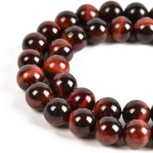 36pcs 10mm Natural Red Tiger's Eye Gemstone Round Spacer Loose Stone Beads for Jewelry Making 15.5" 1 Strand (Red Tiger's Eye, 10mm 36Beads)