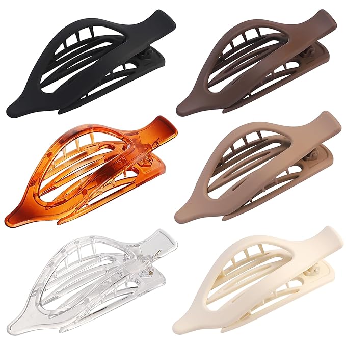 Flat Hair Clip 6 pcs Lay Down Claw Clips Hair Accessories for Women -Transparent