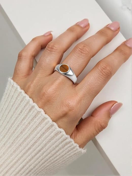 Stainless Steel Round Shape Classical Simple Plain Wedding Engagement Statement Pinky Band Signet Rings for Men Women Size 4-15