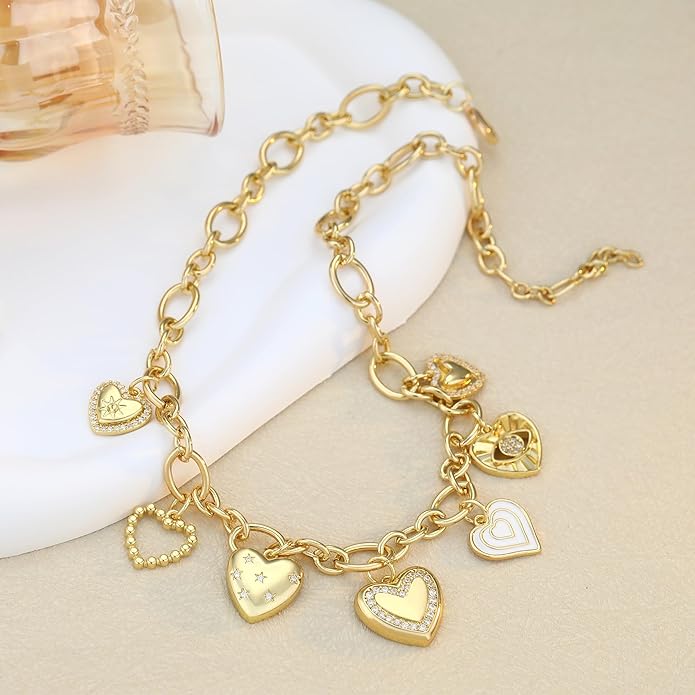 Charm Necklace for Women Gold Evil Eye Sun Moon Flower Coin Pendant Necklace Dainty Paperclip Chain Vintage Luck Amulet Choker Necklaces Celestial Jewelry Gift