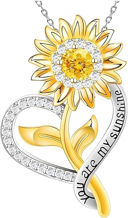 Anniversary Birthday Gifts for Women,Christmas Gifts for Women,Sunflower Necklace,18K Gold Plated You Are My Sunshine Necklace,Mothers Day Gifts for Wife,Girlfriend,Mom, Daughter,Sister
