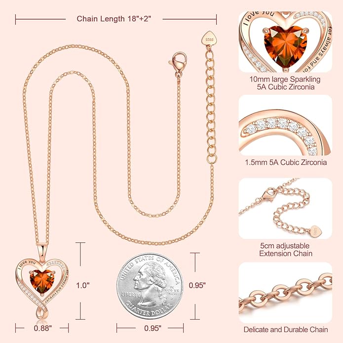 Birthday Gifts for Women Wife Infinity Heart Birthstone I Love You Necklace for Women S925 Sterling Silver Anniversary Wedding Gifts for Christmas Valentines Mothers Day Women's jewelry Diamond Pendant Necklaces Gift for Her Mom Daughter Grandma