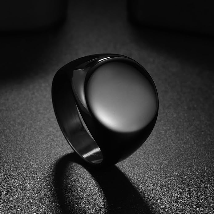 Mens Signet Rings Stainless Steel Pinky Ring for Men Women Silver/Black/Gold Square Cool Finger Ring, Gift for Dad Husband