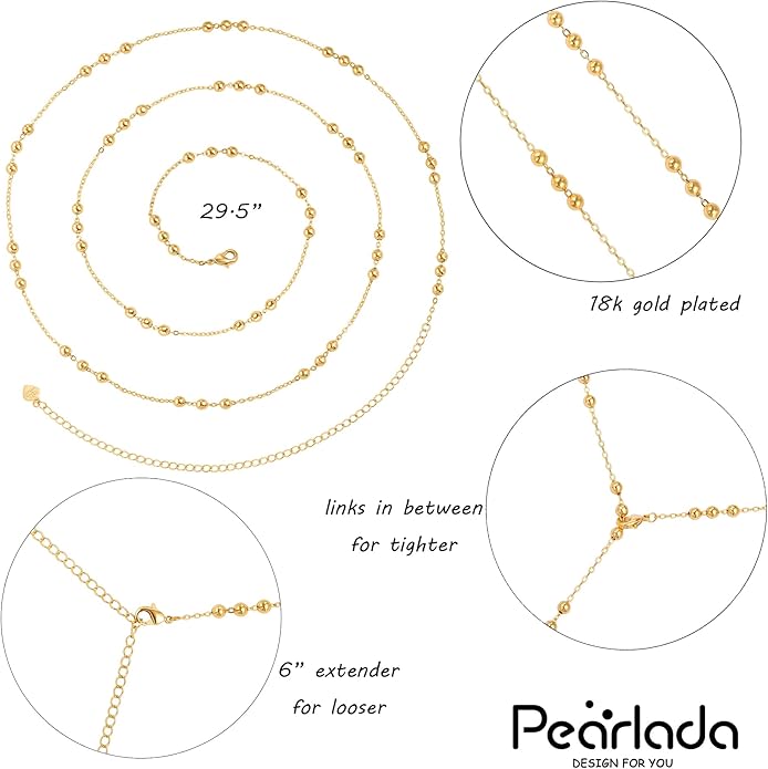 Adjustable 18k Gold Waist Chain, Beach Bikini Body Chain, Handmade Belly Chain