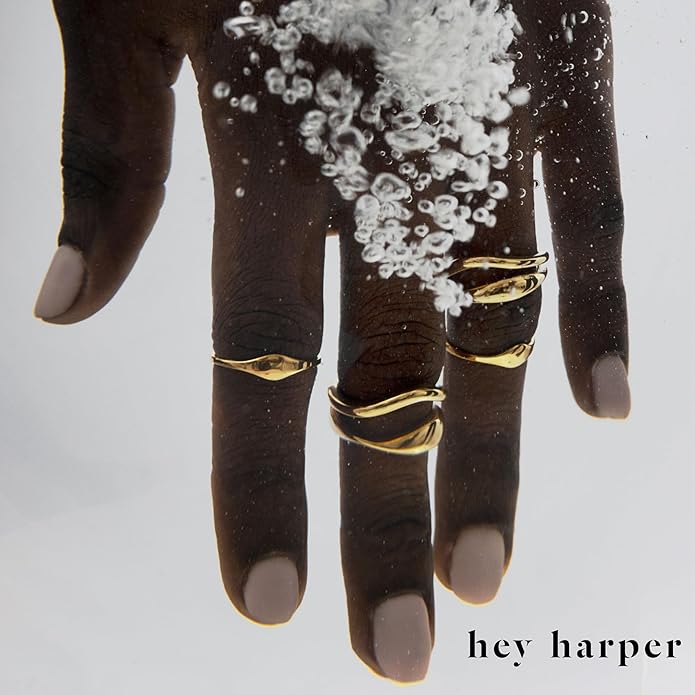 Hey Harper Gold Ring for Women - Gold Plated Stacking Waterproof & Sweatproof Jewerly Ring - Everday Non Tarnish Cute Fashion Circle Rings