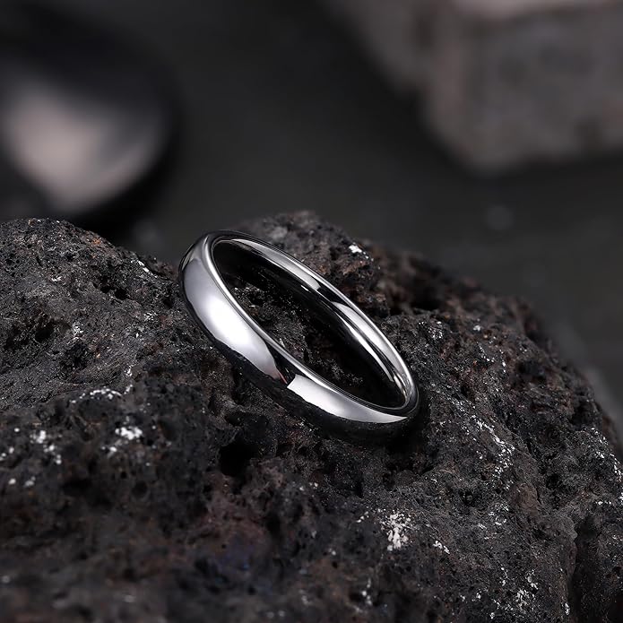 Jstyle 2mm 4mm 6mm 8mm Tungsten Rings for Men Women Hypoallergenic Wedding Band Rings Gold/Silver Domed High Polish Comfort Fit Size 6-12 Not Tarnished