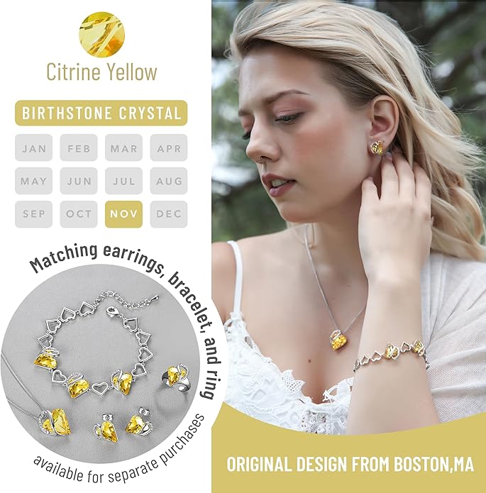 Necklaces for Women, Infinity Love Birthstone Heart Crystal Pendant, Birthday Jewelry Gifts for Her, Mom, and Wife, Silver Plated, 18 plus 2 inch Adjustable Chain