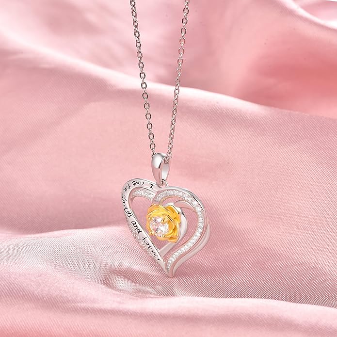 Palpitate Heart Necklaces for Women Forever Love Pendant Necklace Anniversary Valentine's Day Gifts for Lovers Wife Her Mom
