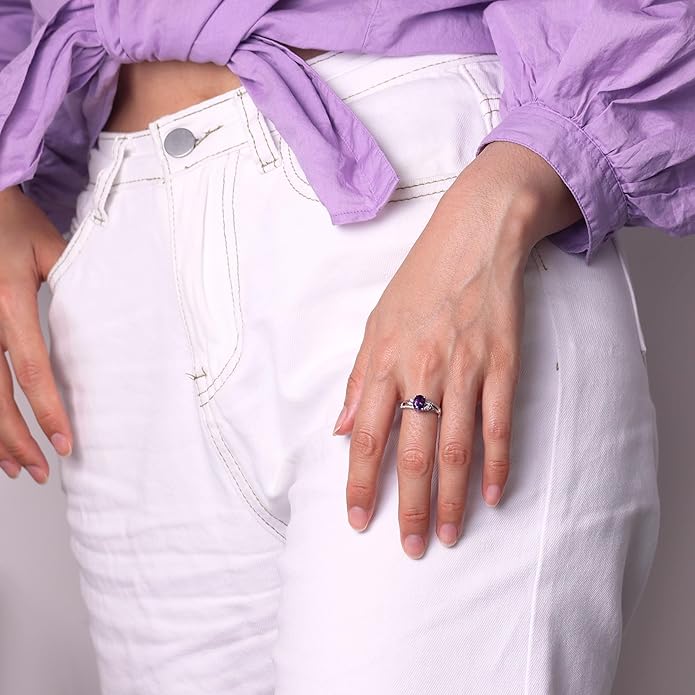 925 Sterling Silver Oval Shaped 8X6 MM Gemstone Ring Leaf Engagement Ring for Women Jewelry