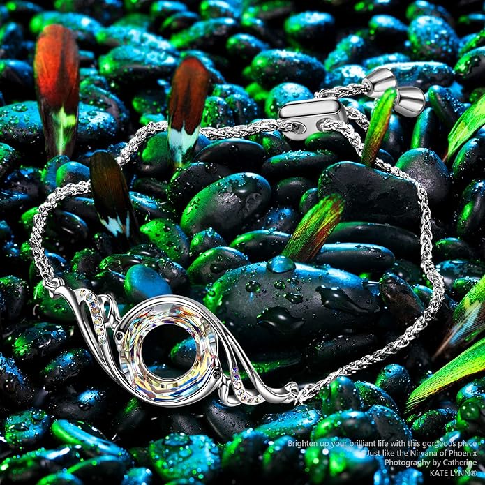 Kate Lynn ♥ Rise From the Ashes Phoenix Bracelet Made with Crystals from Austria, Adjustable Slider Bracelet for Women, Packaged with Jewelry Box, Birthday Gift for Women, Symbol of Luck and Renewal