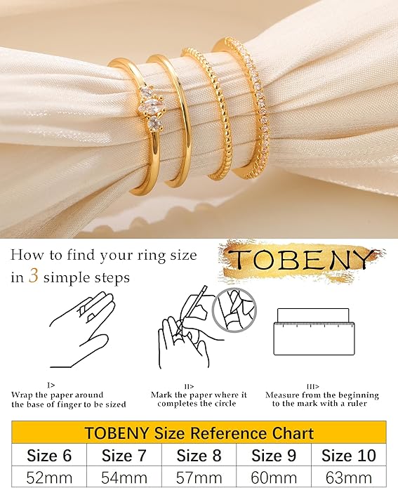 TOBENY Stackable Silver Gold Rings for Women Non Tarnish 14K Gold Plated Cubic Zirconia Ring Set Trendy Dainty Engagement Wedding Bands Thumb Rings Stacking Promise Statement Rings Jewelry Size 6-10