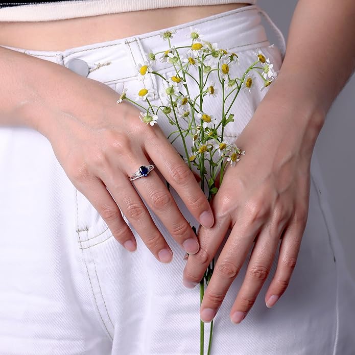 925 Sterling Silver Oval Shaped 8X6 MM Gemstone Ring Leaf Engagement Ring for Women Jewelry