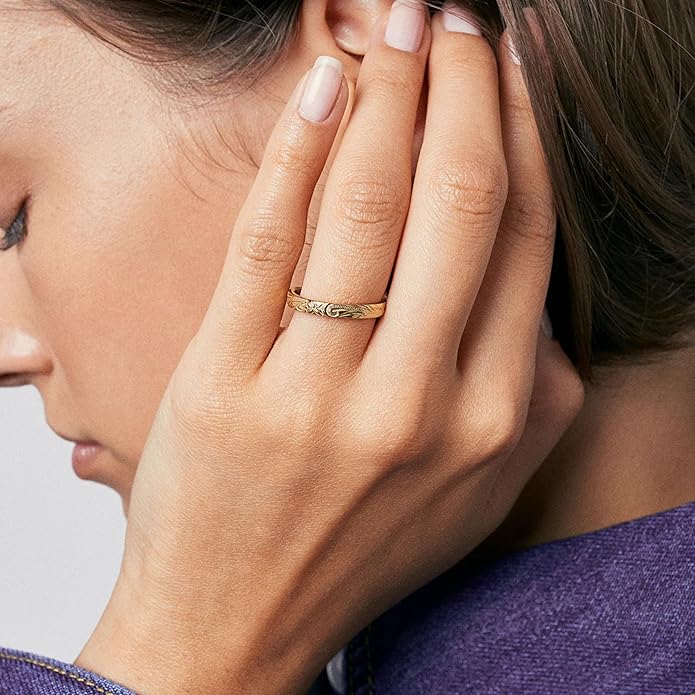 Hey Harper Gold Ring for Women - Gold Plated Stacking Waterproof & Sweatproof Jewerly Ring - Everday Non Tarnish Cute Fashion Circle Rings