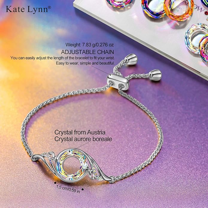 Kate Lynn ♥ Rise From the Ashes Phoenix Bracelet Made with Crystals from Austria, Adjustable Slider Bracelet for Women, Packaged with Jewelry Box, Birthday Gift for Women, Symbol of Luck and Renewal