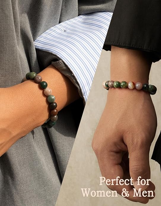 Handmade Natural Stone Beaded Stretch Bracelets,Healing Crystals Protection Bracelet,Spiritual Jewelry Gifts for Women & Men,Replacement Beads Included