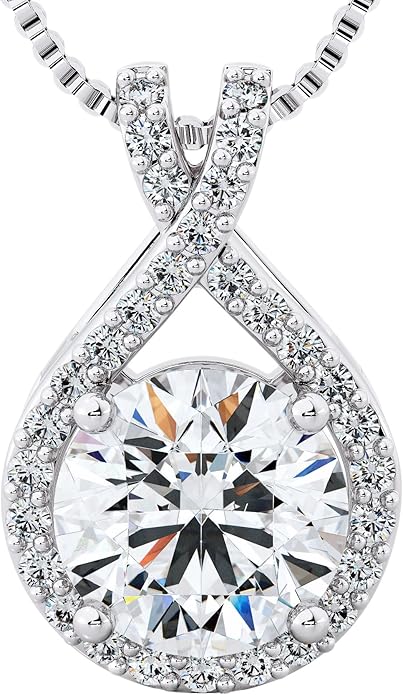 Twine&Co Infinity Moissanite Pendant Necklace – 1-3 Carat VVS1 Clarity D Color Lab-Grown Diamond Alternative – 14K Gold or Silver With Chain, Adjustable Eco-Friendly Infinity Design, Gift for Her