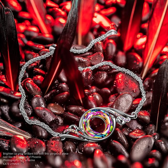 Kate Lynn ♥ Rise From the Ashes Phoenix Bracelet Made with Crystals from Austria, Adjustable Slider Bracelet for Women, Packaged with Jewelry Box, Birthday Gift for Women, Symbol of Luck and Renewal