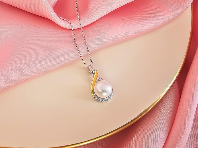 Gifts For Wife Wedding Anniversary - mothers day gifts for wife - AAA+ Real Pearl Necklaces For Women (18k Gold Platting 925 Sterling Silver) mothers necklace ideas Birthday Freshwater Pearl Necklace