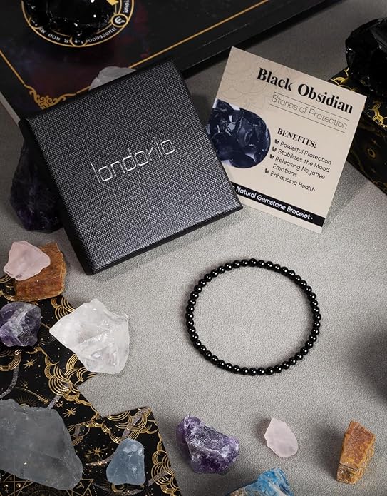 Handmade Natural Stone Beaded Stretch Bracelets,Healing Crystals Protection Bracelet,Spiritual Jewelry Gifts for Women & Men,Replacement Beads Included