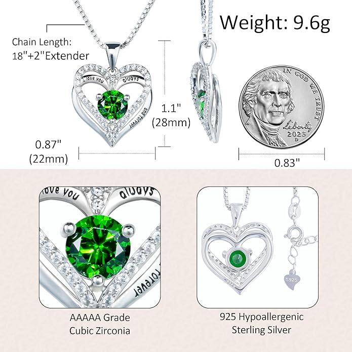 Entwined Souls Necklace - Sterling Silver Double Heart Pendant | Engraved 'I Love You Always and Forever' | Gift for Couples, Anniversary, Wedding