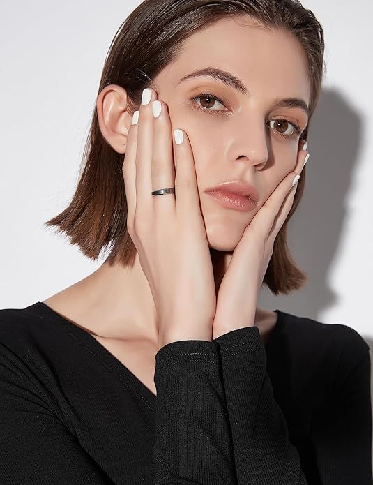 Greenpod 4MM 6MM 8MM Tungsten Carbide Engagement Ring Brushed Beveled Edge Polished Silver Wedding Band for Men Women Engraved I Love You Always & Forever Size 4-15