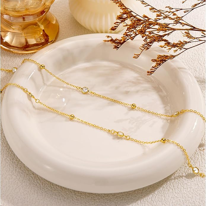 CHESKY Gold Waist Chain, 14K Gold Plated Belly Chain Adjustable Waterproof Body Chain Sexy Bikini Waist Beads for Women Satellite Beads Diamond Pearl Coin Chain Dainty Body Chain Jewelry for Women