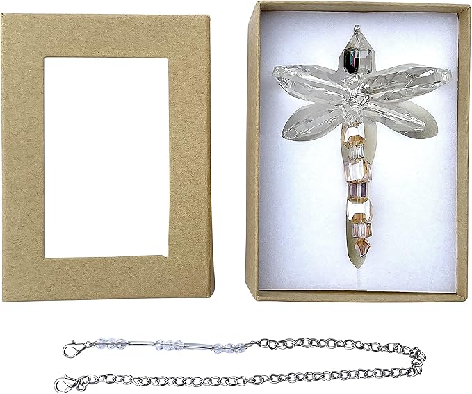 Dragonfly Gift - Crystal Dragonfly Charm - Rainbow Maker - Prism Suncatcher for Garden, Home, Car and Window Decor - Gifts for Mom and Grandma