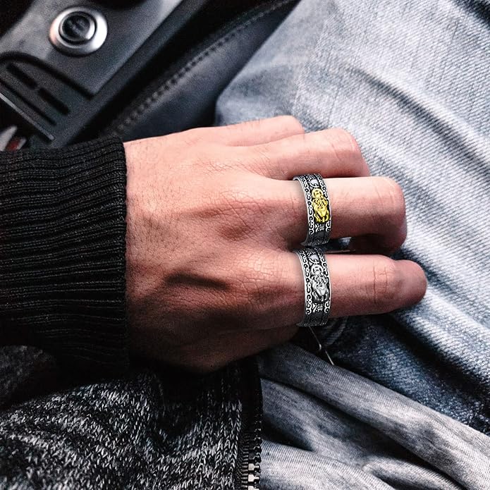 Seiyang Feng Shui Ring 925 Stering Silver Pixiu Mantra Ring Protection Wealth Adjustable Rings Gift for Men Women (with Gift Box)