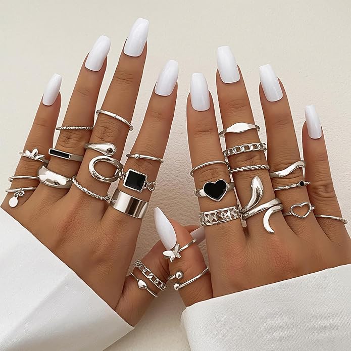IFKM 51 Pcs Gold Knuckle Rings Set For Women Girls Vintage Stackable Joint Finger Midi Rings Dainty Cubic Zirconia Crystal Simple Twist Hollow Cute Rings Pack Jewelry Gift