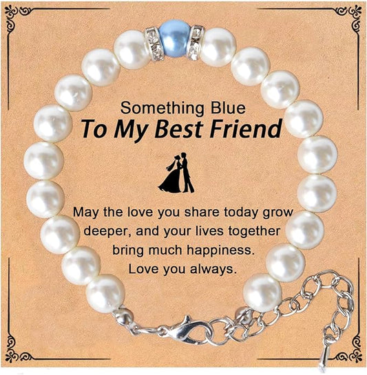 Something Blue Gift for Bride to Be Bride Pearl Beaded Bracelet Bachelorette Party Decorations Bridal Shower Favor Wedding Accessory