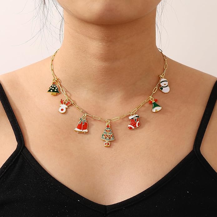 Charm Necklace for Women, 14K Gold Plated Shell Sun Starfish Summer Beach Necklace 16+3" Paperclip Chain Jewelry Gifts