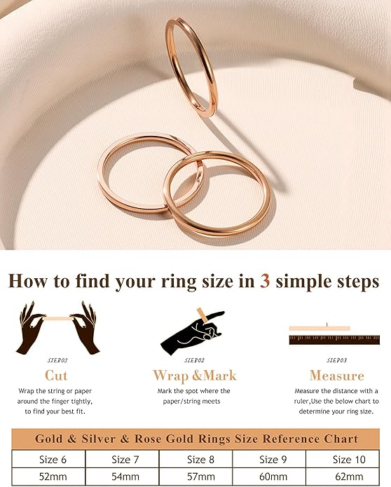 LOYALLOOK 1.5mm 14K Gold Filled Stacking Rings for Women - Stainless Steel Plain Thin Knuckle Thumb Statement Midi Band Rings - Comfort Fit Silver/Gold/Rose Tone, 3PCS