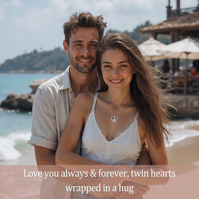 Entwined Souls Necklace - Sterling Silver Double Heart Pendant | Engraved 'I Love You Always and Forever' | Gift for Couples, Anniversary, Wedding