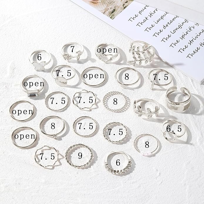 IFKM 51 Pcs Gold Knuckle Rings Set For Women Girls Vintage Stackable Joint Finger Midi Rings Dainty Cubic Zirconia Crystal Simple Twist Hollow Cute Rings Pack Jewelry Gift