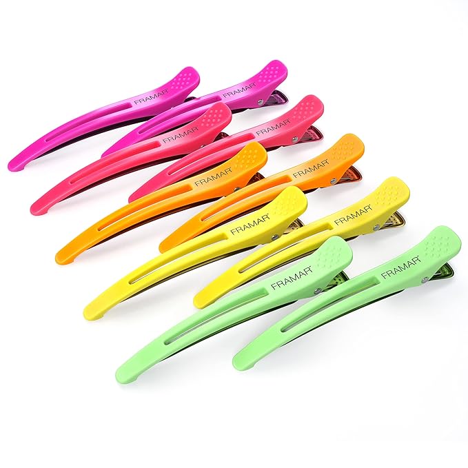 Framar Neon Creaseless Hair Clips 10 pack – Professional Salon Hair Clips for Styling Sectioning, Hair Styling Clips, Hair Clip For Sectioning, Hair Sectioning Clips – Prevents Creases Or Dents