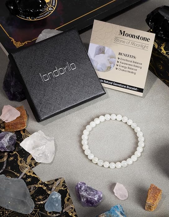 Handmade Natural Stone Beaded Stretch Bracelets,Healing Crystals Protection Bracelet,Spiritual Jewelry Gifts for Women & Men,Replacement Beads Included