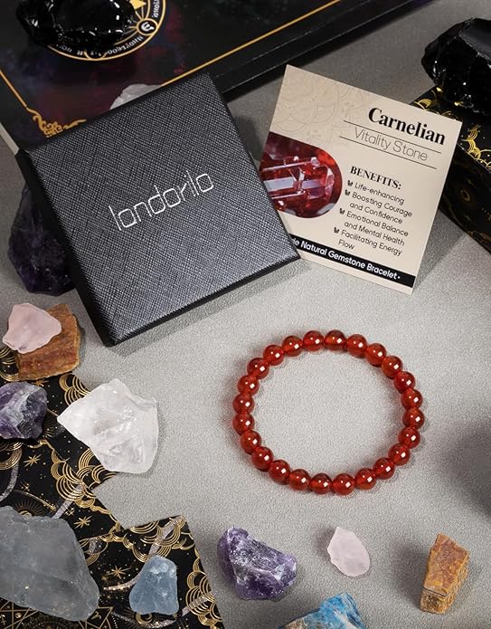 Handmade Natural Stone Beaded Stretch Bracelets,Healing Crystals Protection Bracelet,Spiritual Jewelry Gifts for Women & Men,Replacement Beads Included