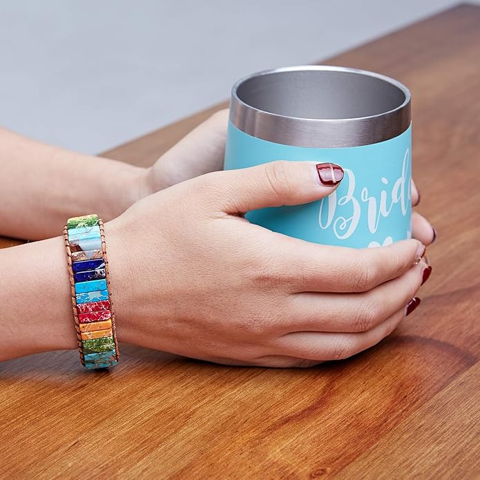 sedmart 7 Chakra Bracelets for Women with Real Stones Leather Wrap Healing Bead Bracelet Women Men Boho Friendship Jewelry